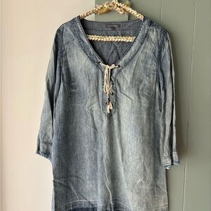 Michael Stars Blue Lace-Up Tunic